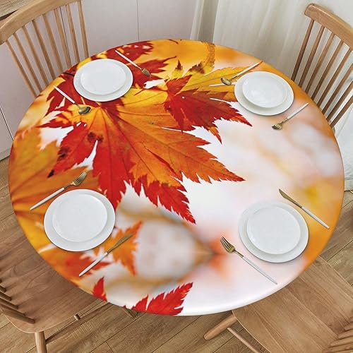 Vista 120 de Delerain Mantel redondo ajustable de hortensia azul, mantel redondo impermeable con borde elástico, lavable, para interiores y exteriores, se adapta