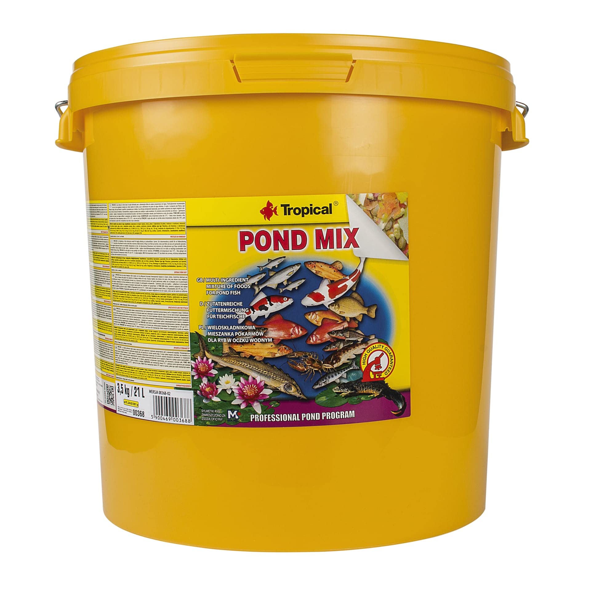 Tropical Pond Mix 21L / 3,5kg - è Una Miscela di Diversi Tipi di mangimi per l'alimentazione Quotidiana dei Pesci da laghetto.