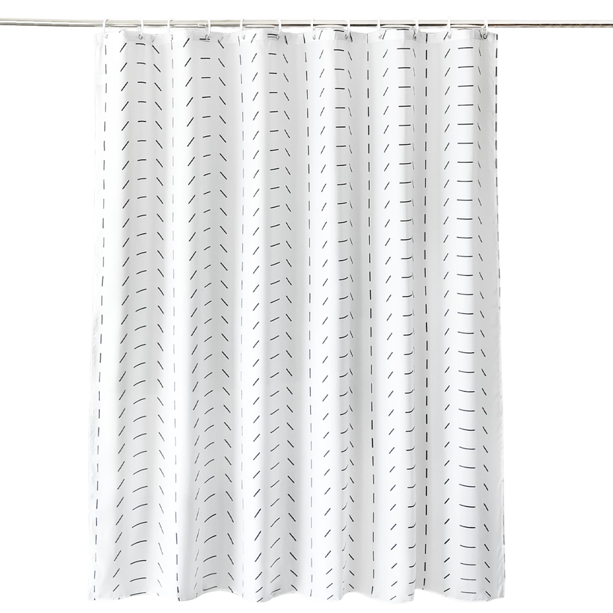 WedDecor Geometric Shower Curtain, Soft Polyester, White Black, 180x180cm