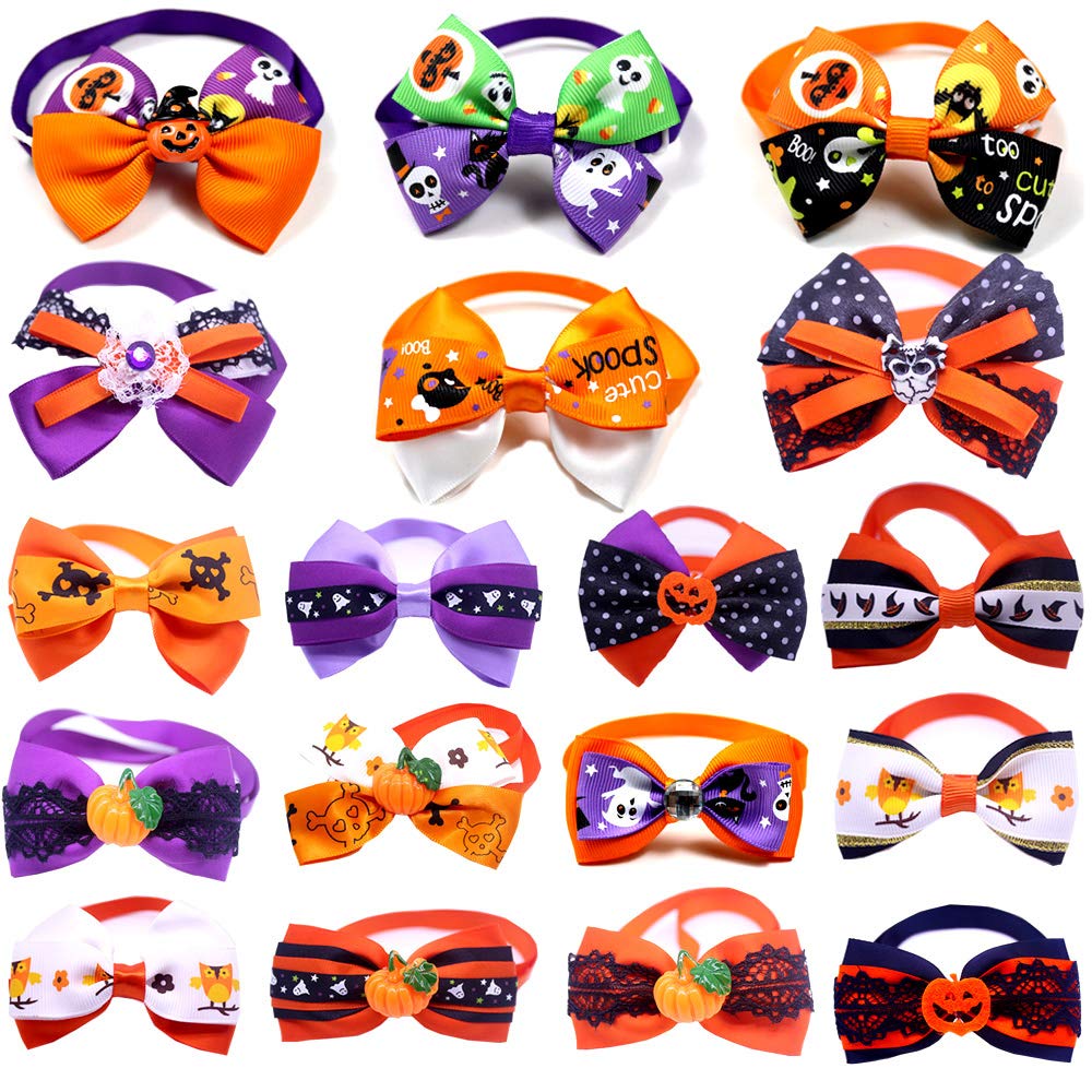 Nœud papillon Halloween pour chien et chat : lot de 50 accessoires de toilettage festifs