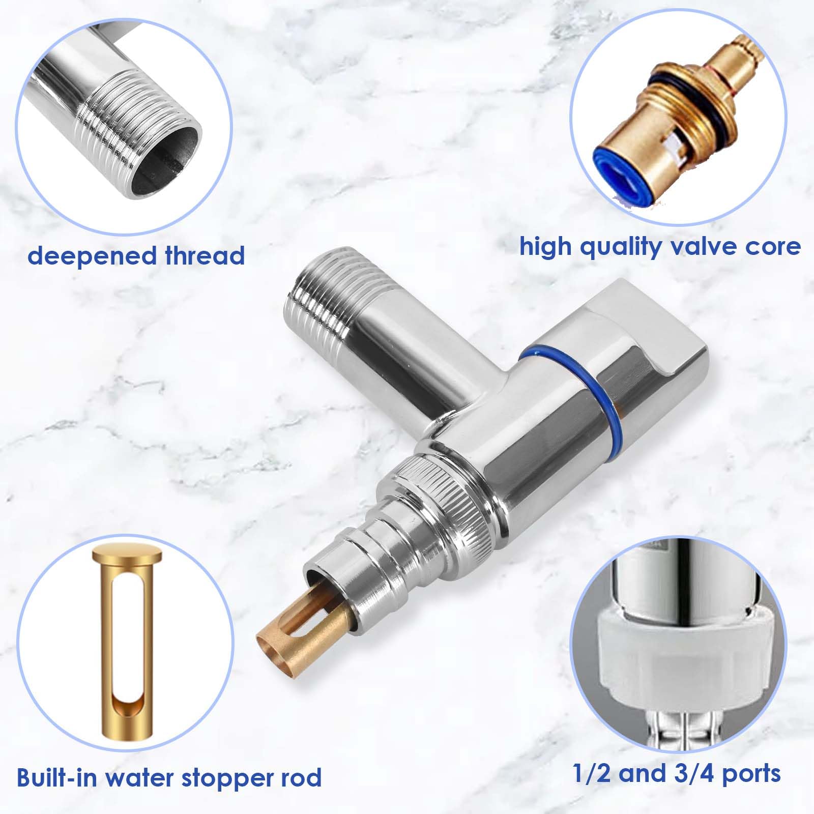 Rubinetto Parete Lavatrice Rubinetto Lavatrice G1/2, Valvola Ad Angolo In Acciaio - Montaggio A Parete, Apertura Rapida, Colore Argento Rubinetto Lavatrice 1/2