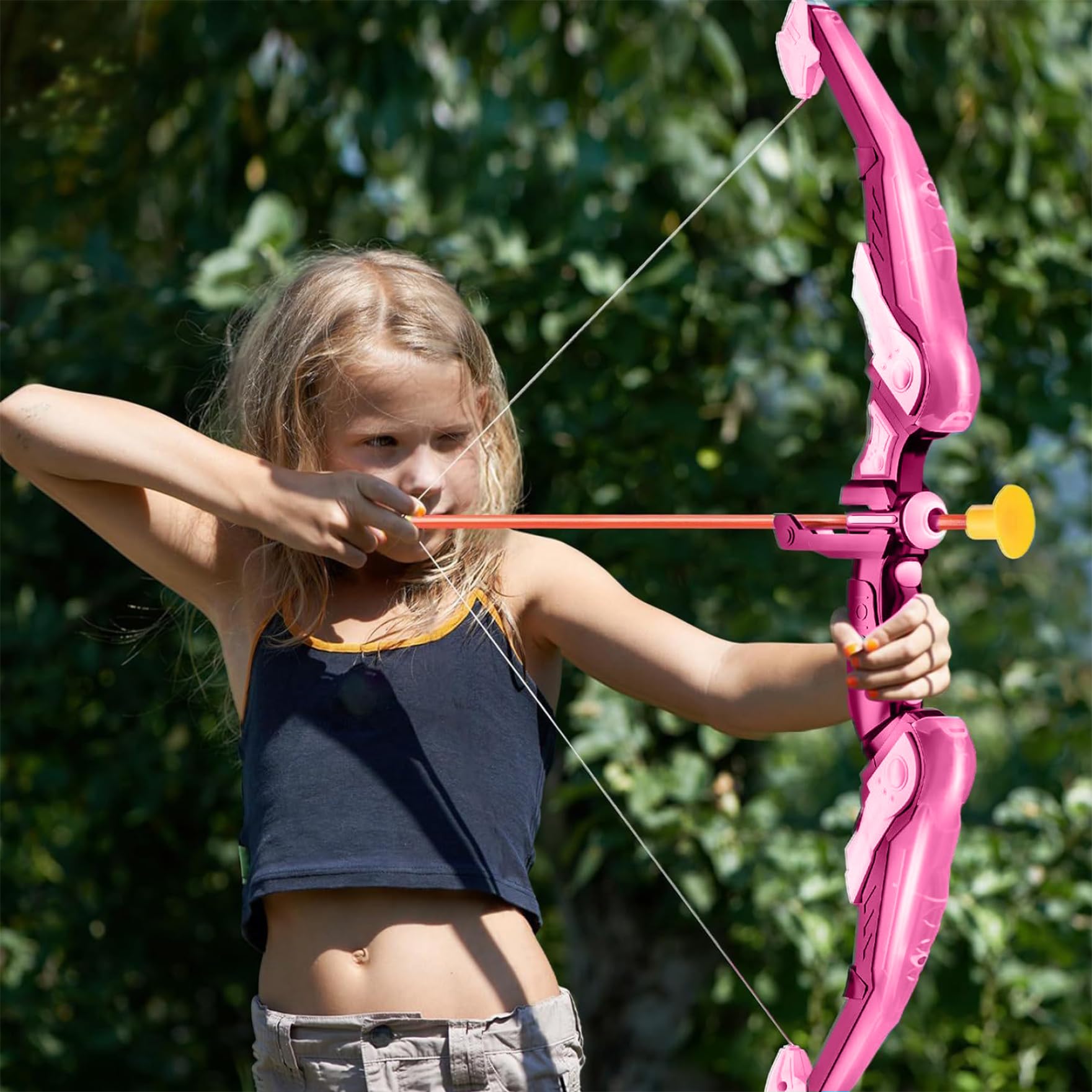 Ensemble d'arc et de flèches pour Enfants Ensemble de tir à l'arc en Plastique LED pour Enfants Comprenant Un étui à et des flèches, des cibles Bouteilles Jouets éducatifs faciles util