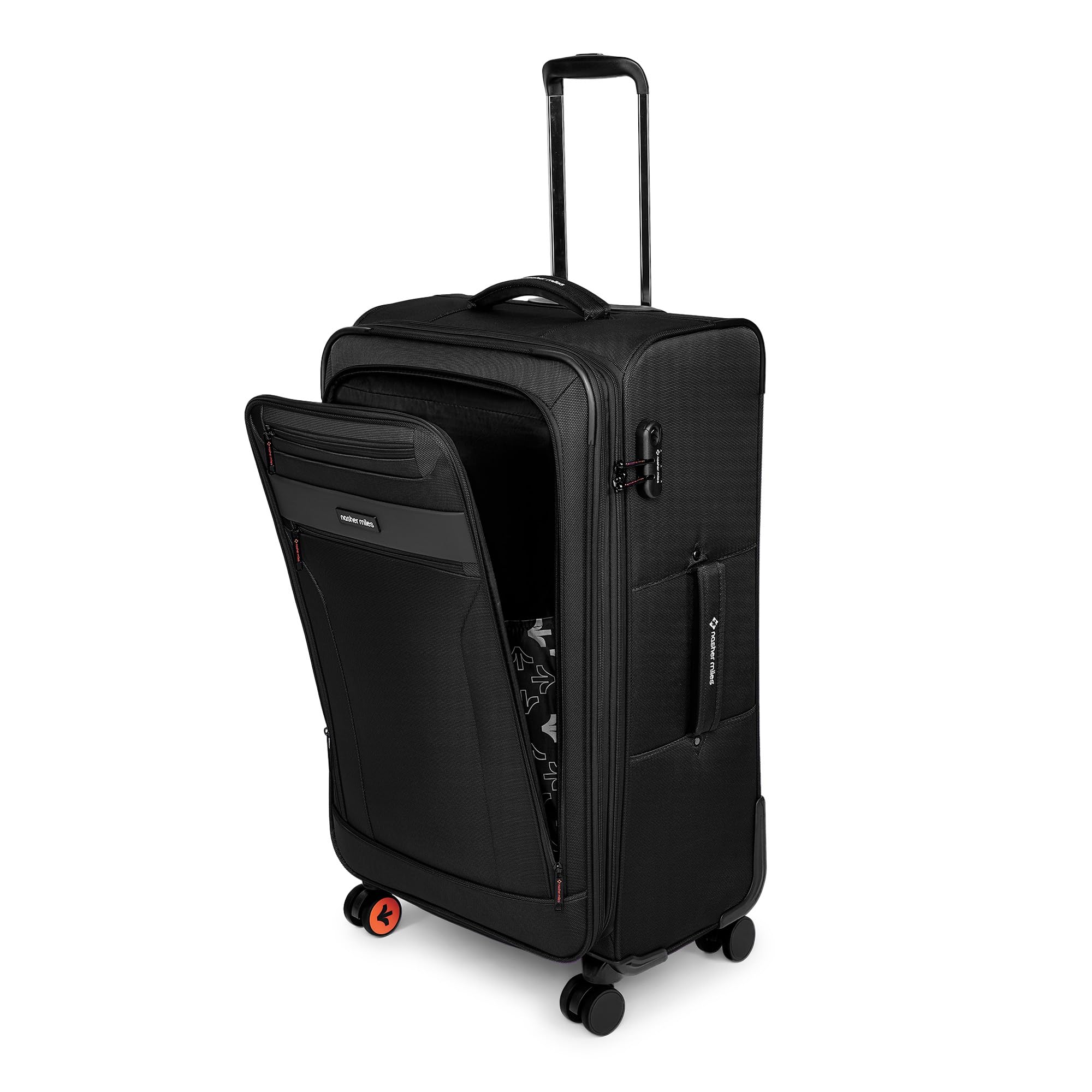 Berlin Expander Soft-Sided Polyester Check-in Luggage 28 inch | 75cm | 8 Wheels Large Trolley Bag for Travel | Suitcase (Black)