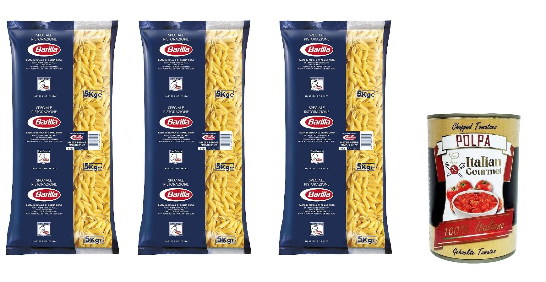 Italian Gourmet Mezze Penne rigate pasta Ristorante Nudeln 3 x 5kg