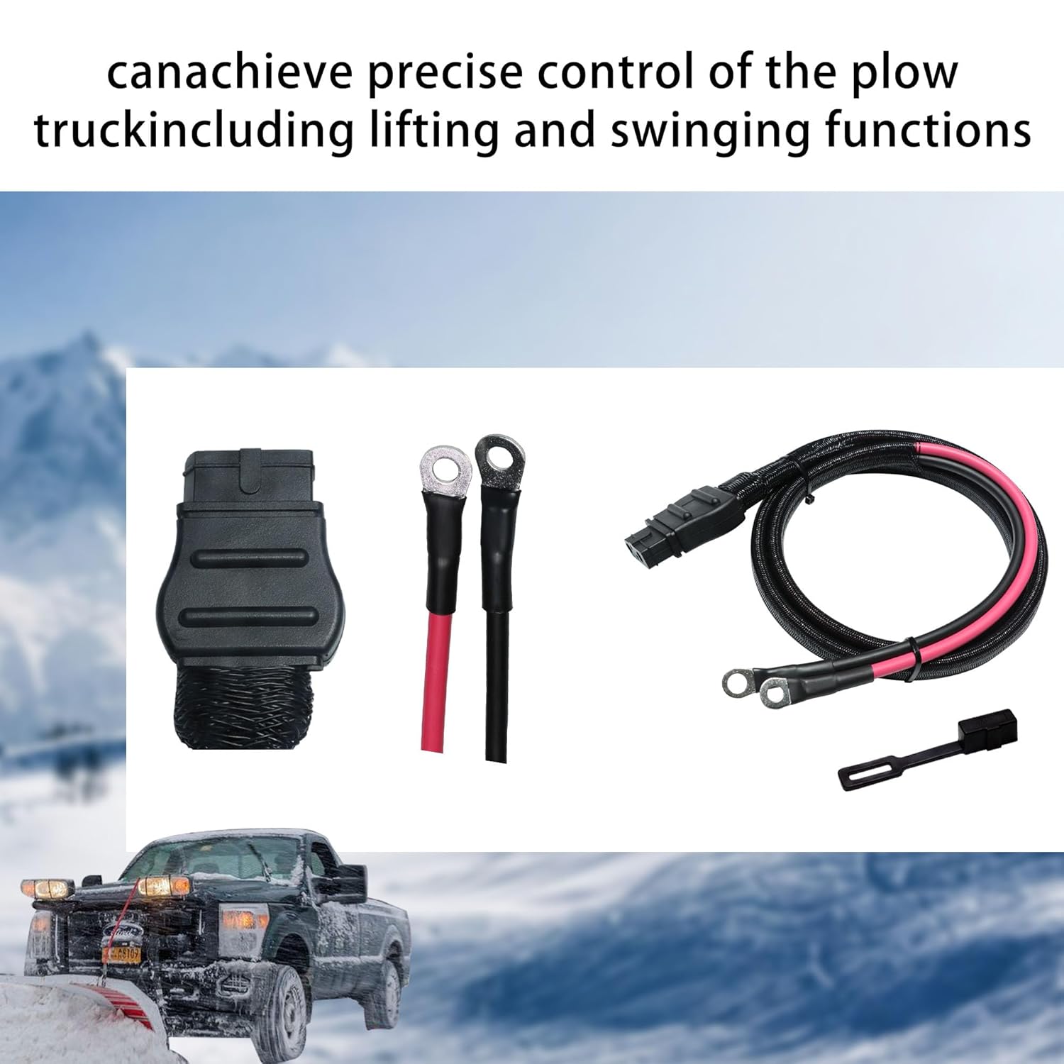 Fit for 2-Pin Battery Cable Harness Kit for Plow Wiring Harness Genuine Western Plow Parts Model 8245 21294-61169 Snow Plow for Truck Includes （with a dust Cover (Male Plug)