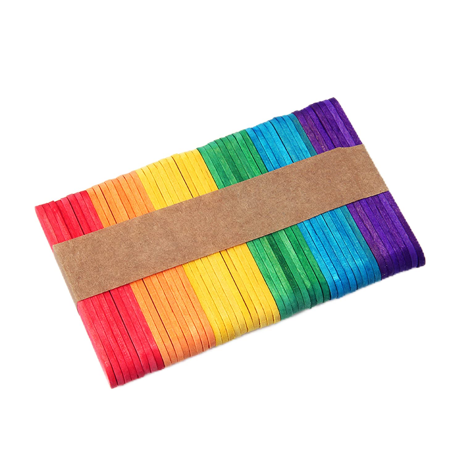 SUANWANGColored Wooden Craft Sticks Length 65Mm/93Mm Thickness 2Mm Width 10Mm Ice Cream Stick Suitable for DIY Crafts, 50 Pcs,65mm×10mm×2mm