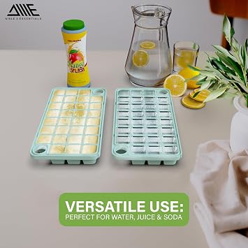 Ice Cube Tray with Lid and Bin, 60 Cube Ice Maker, 2 PK, Ice Storage