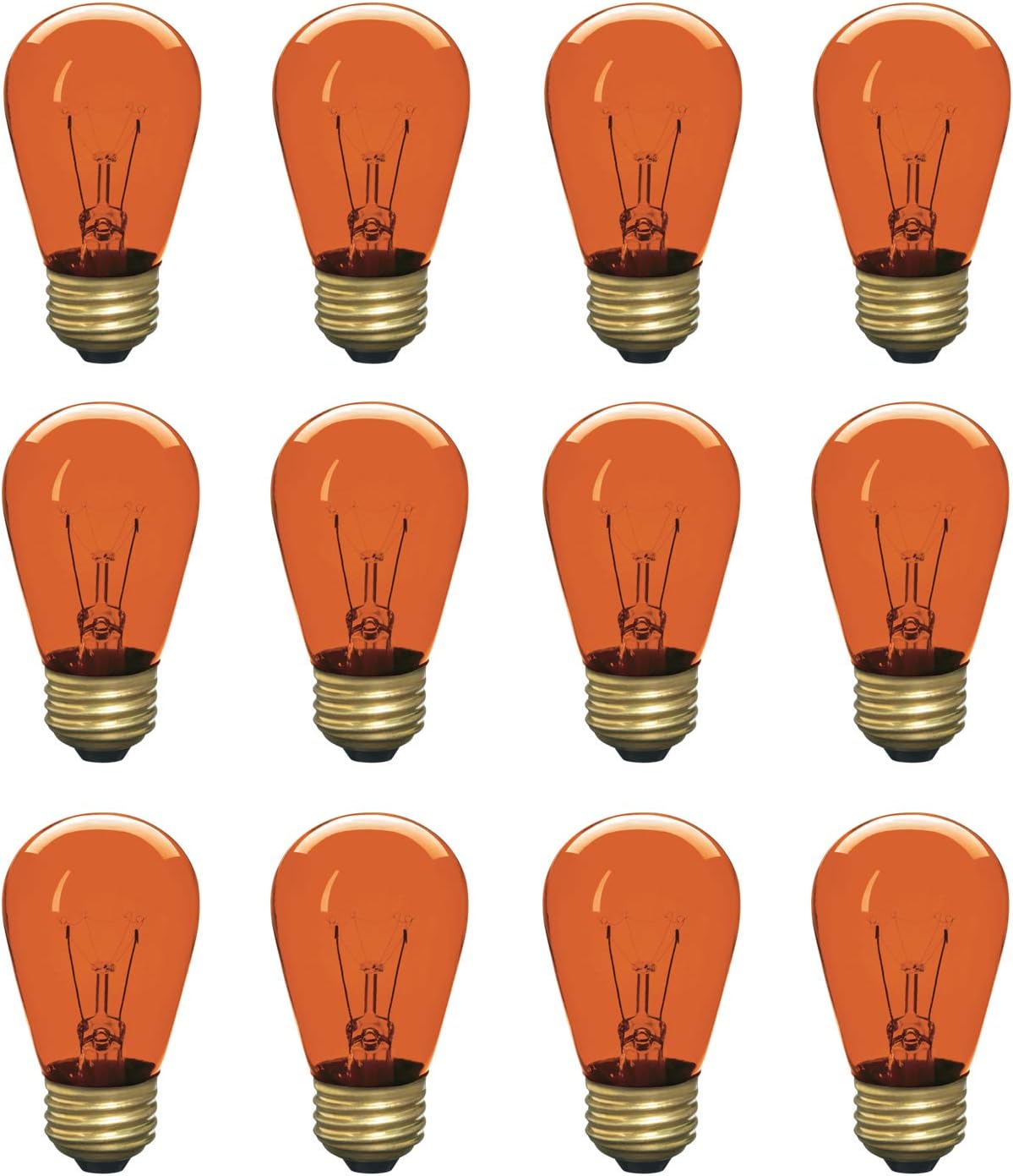 Xtricity Incandescent S14 Edison Light Bulb, String Light Replacement, E26 Medium Base, 130V, Amber (12 Pack)
