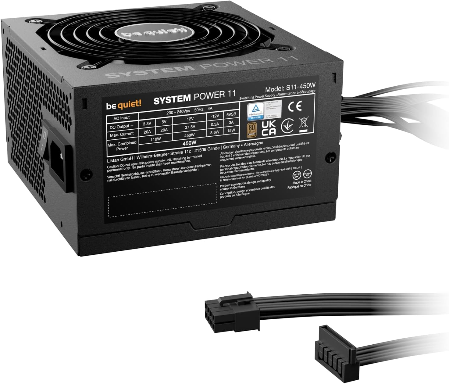 be quiet! System Power 11 450W Power Supply Unit 20+4 Pin ATX ATX, W129160787 (Supply Unit 20+4 Pin ATX ATX Black)