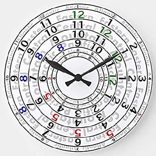 Reloj de pared decorativo de zona horaria, relojes redondos de madera vintage, decoración de pared de 15 pulgadas, funciona con pilas, reloj de