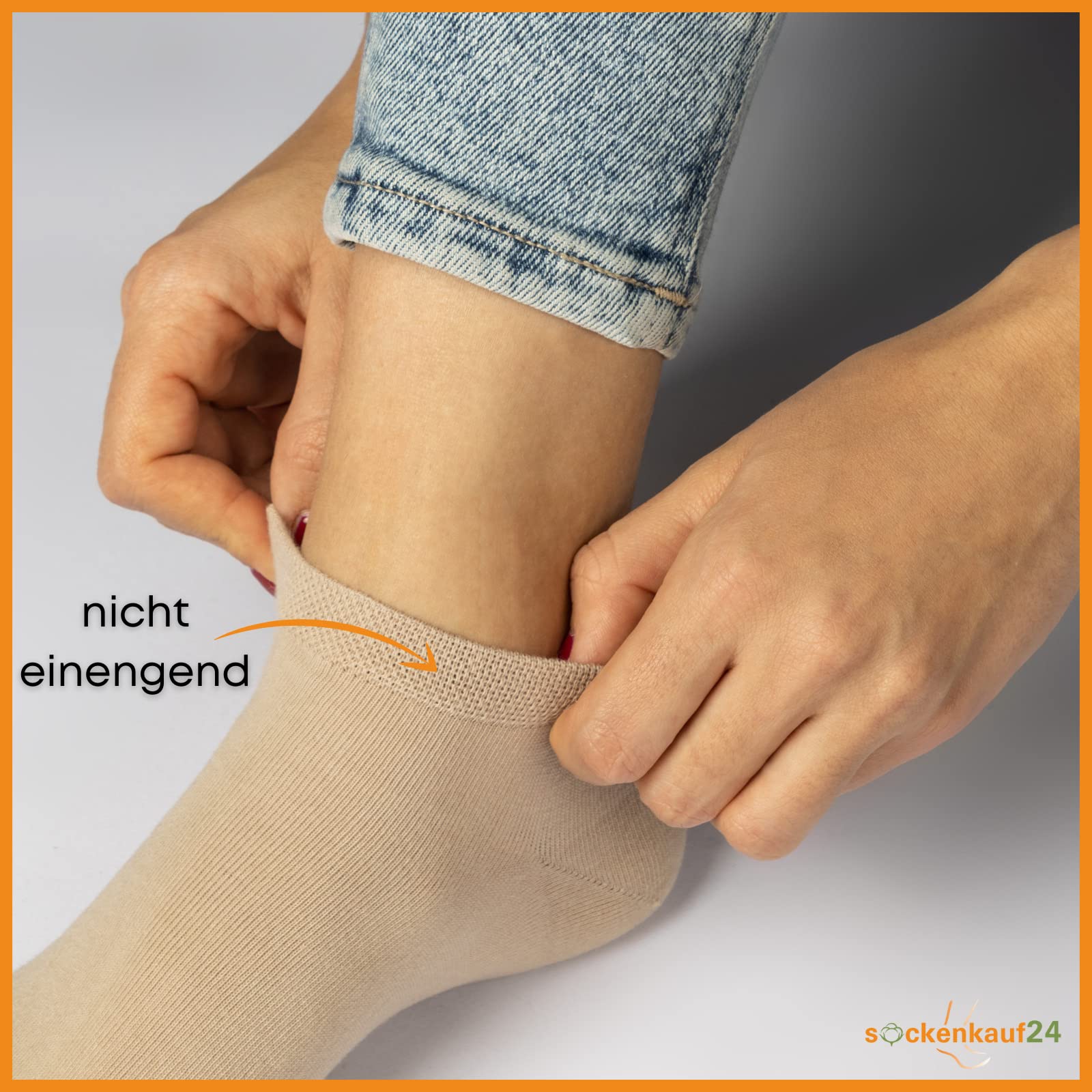 sockenkauf24 6 Paar Sneaker Socken Bio Baumwolle Herren & Damen ohne Naht mit Komfortbund