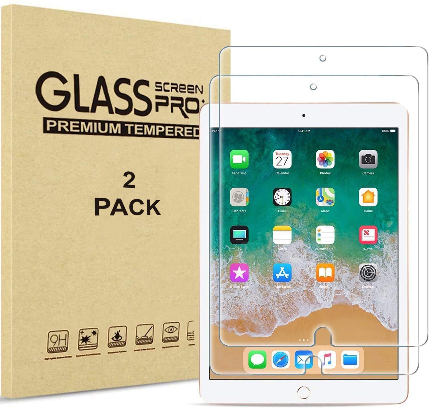 SPOTEX iPad 7/8/9 Gen (2019, 2020, 2021) Screen Protector with 10.2" Display (Pack of 2), Transparent