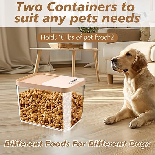 Miniatura 3 de Paquete de 2 recipientes herméticos de almacenamiento de alimentos para perros, capacidad para 10 libras, contenedor de comida para mascotas y