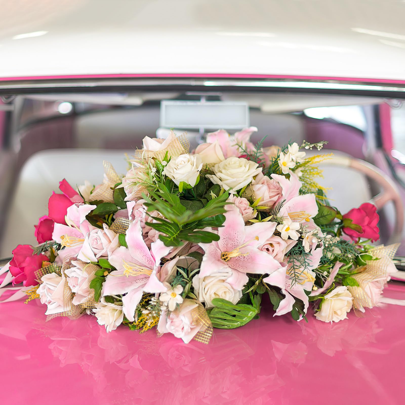 COHEALI Wedding Car Decoration Flower Ring Holder with Suction Cup and Floral Mud 11.81In Floral Base for Event Car Ornament - Image 3