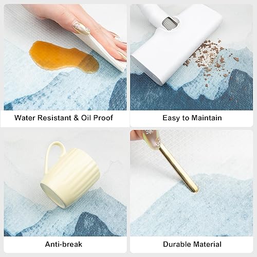 Miniatura 7 de Alfombrillas de cocina QIYI, de piel de PVC, seguras, lavables, antideslizantes, impermeables, acolchadas, fáciles de limpiar, Casual, Acuarela