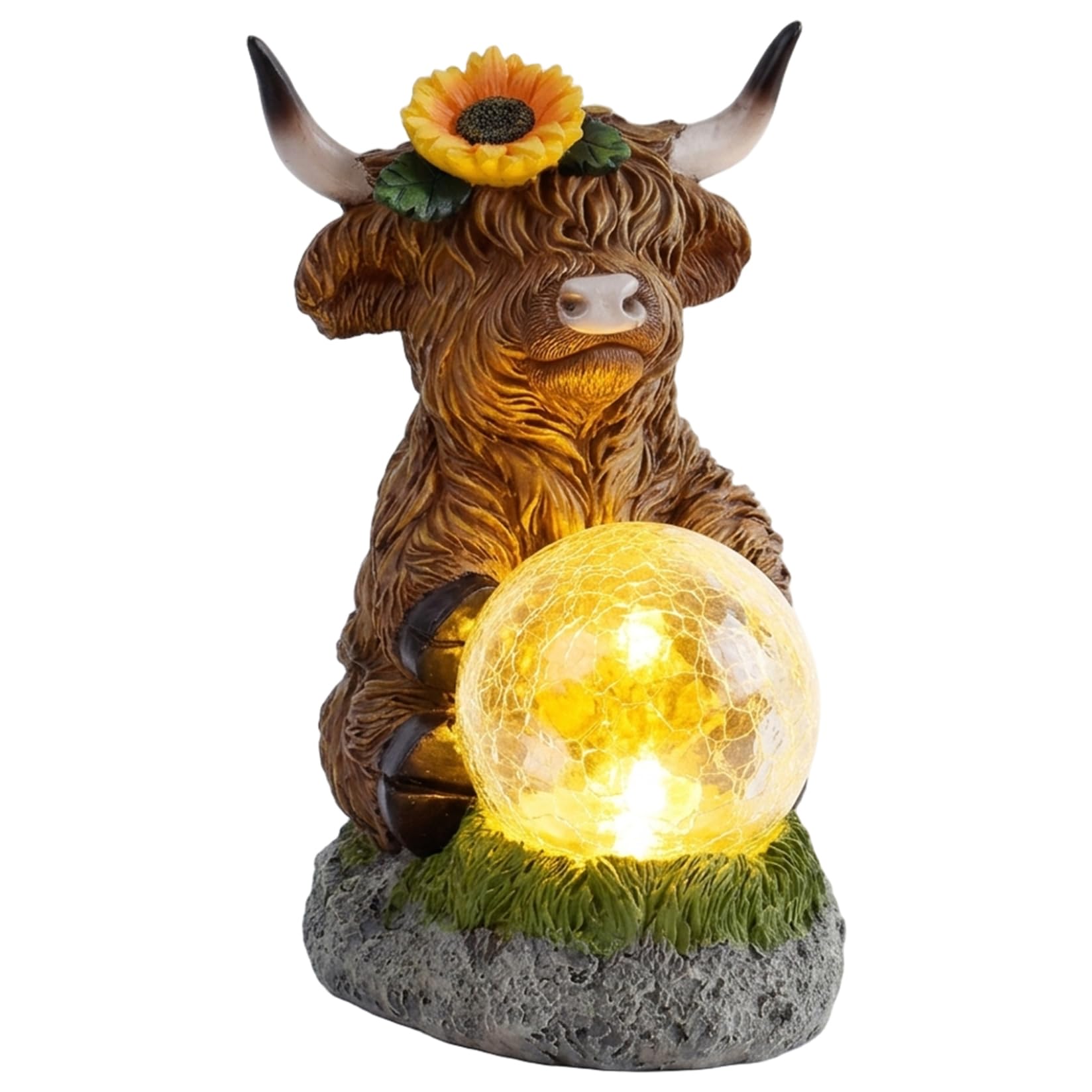 Neptuiby Highland Cow Ornaments Outdoor Waterproof Solar Garden Statue Automatic Solar Powered Lawn Decor with LED Lights for Patio Yard