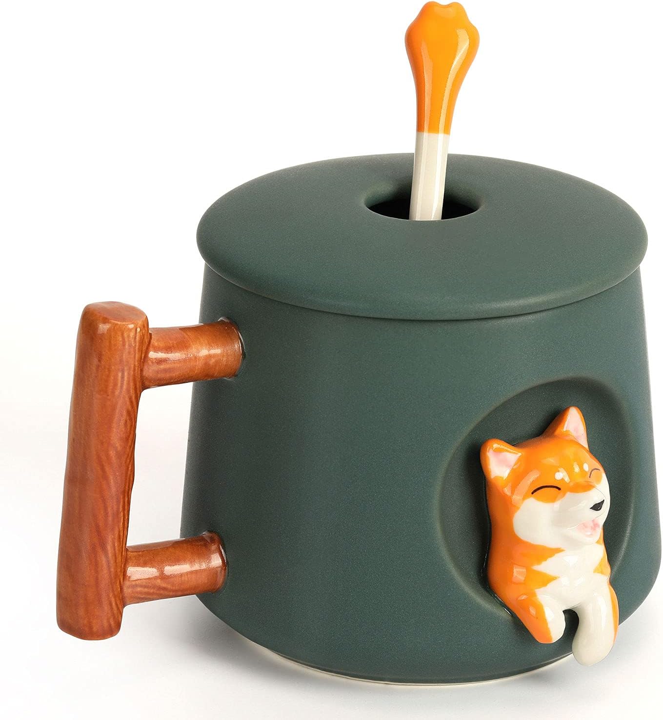 Shiba Cute Tea Mug, 14oz Lid and Matching Paw Spoon 