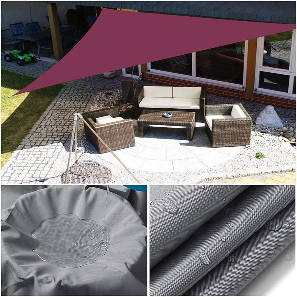 Baldacchino a vela triangolare impermeabile, resistente ai raggi UV, per giardino, picnic e campeggio, 2 m x 2 m x 2 m, beige con kit di installazione