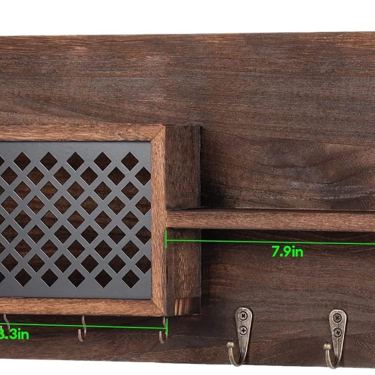 Porte-manteau mural avec étagère de rangement et 7 crochets, organiseur d'entrée avec panier tissé, design en bois massif durable pour couloir, chambre à coucher