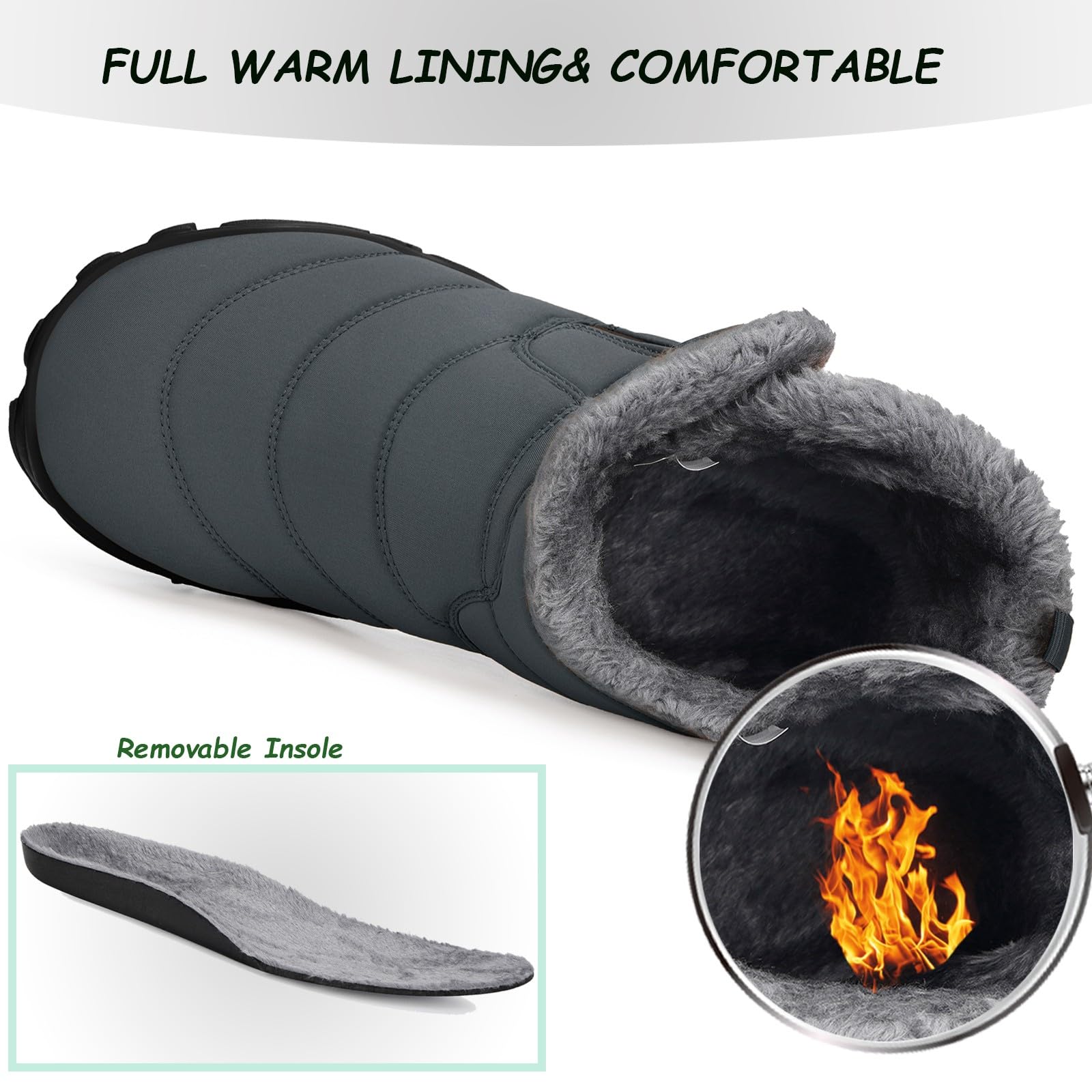 Gaatpot Buty Śniegowe Damskie Zimowe Ciepłe Podszewka Botki Outdoor Trekking Buty Wodoodporne Buty 37-43 | Botki, ciepła podszewka, minimalistyczne z Wide Tox Box, Zero Drop Soles, buty