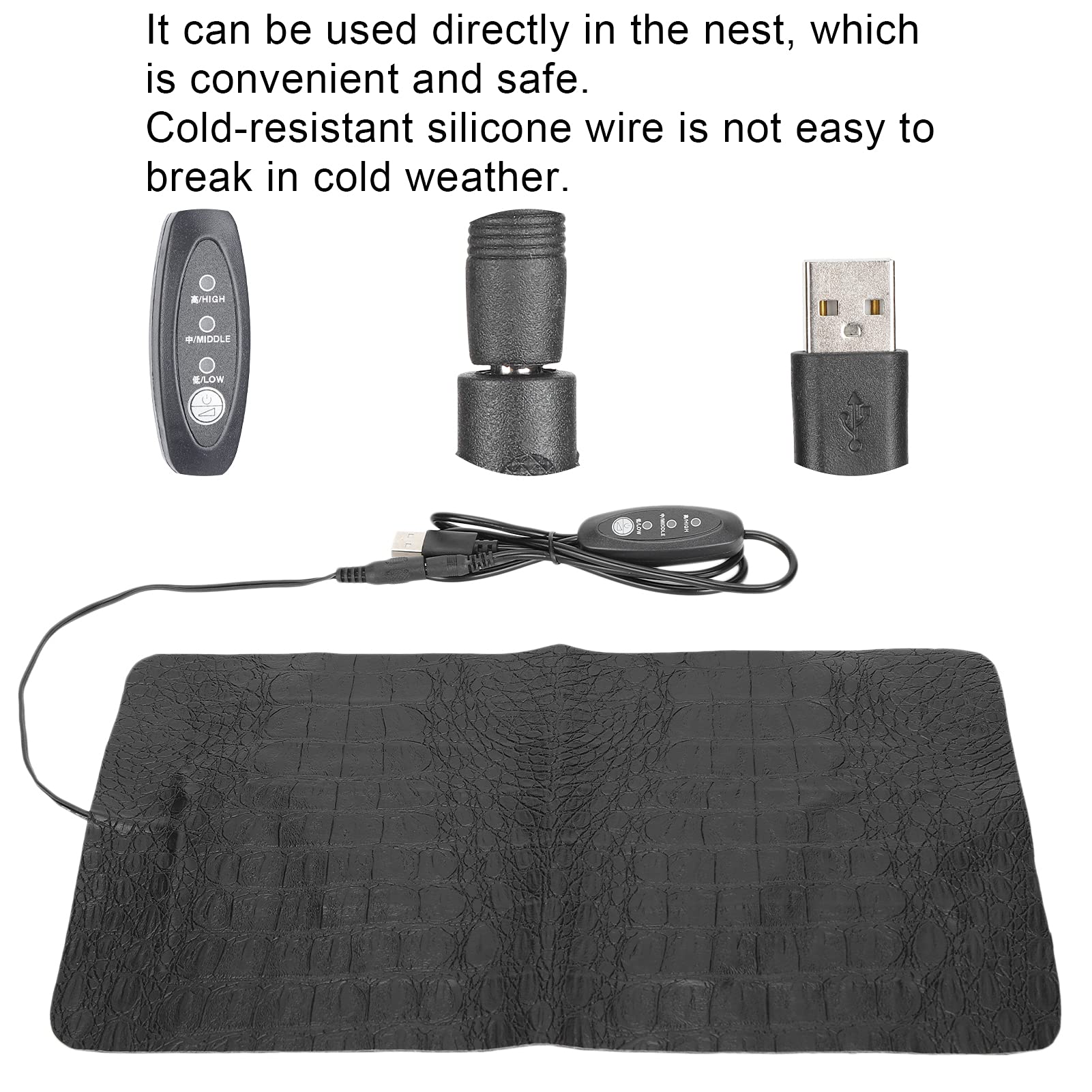 Asixxsix Reptile Heat Pad, USB PU Leather Terrarium Heat Mat Water proof Under Tank Heater Anti Scratch Under Tank Heat Pad - Image 4