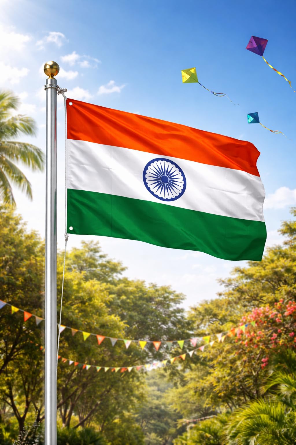 Jamboree!!! Indian National Flag Satin Cloth 24 X 36 Inches Rectangle Outdoor Flag Flag (Polyester)-image-35