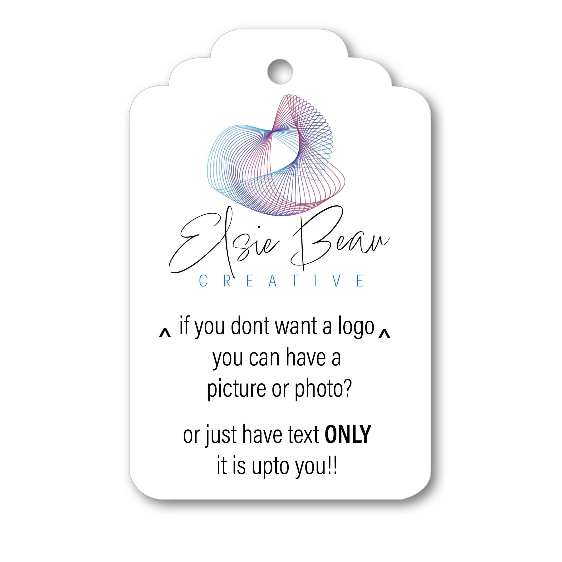 Custom personalised swing hang tags, add your own logo and/or text. Great for all packaging types including gift tags 048 (White Gloss finish, Pack of 30)