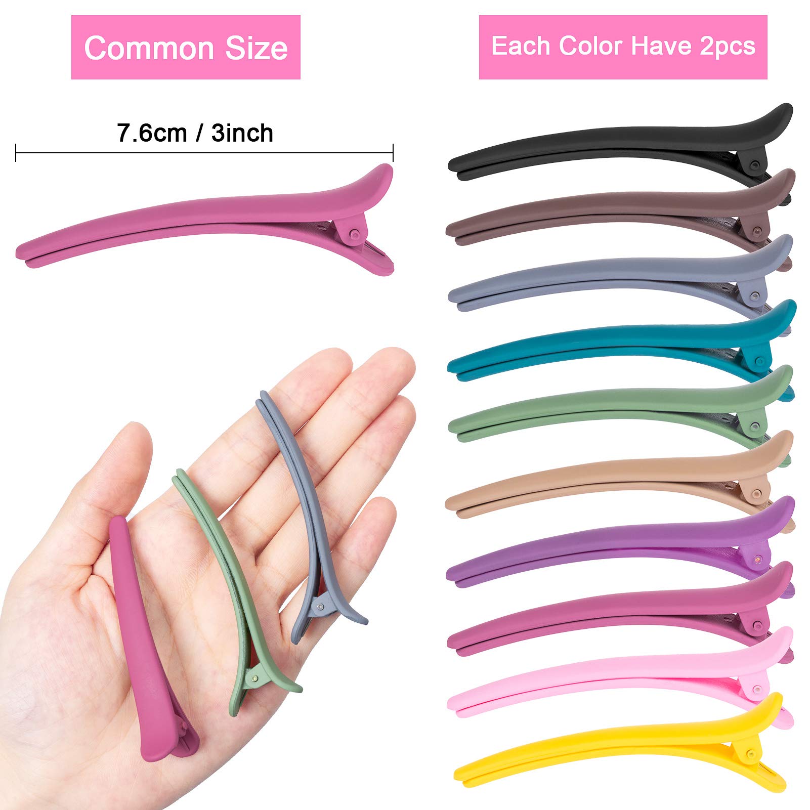 MELLIEX 20pcs Fermagli per Capelli, Clip per Capelli a Becco d'Anatra Pinze per Capelli Colorato Opaco Mollette per Capelli in Plastica Alligator per Donne Ragazze