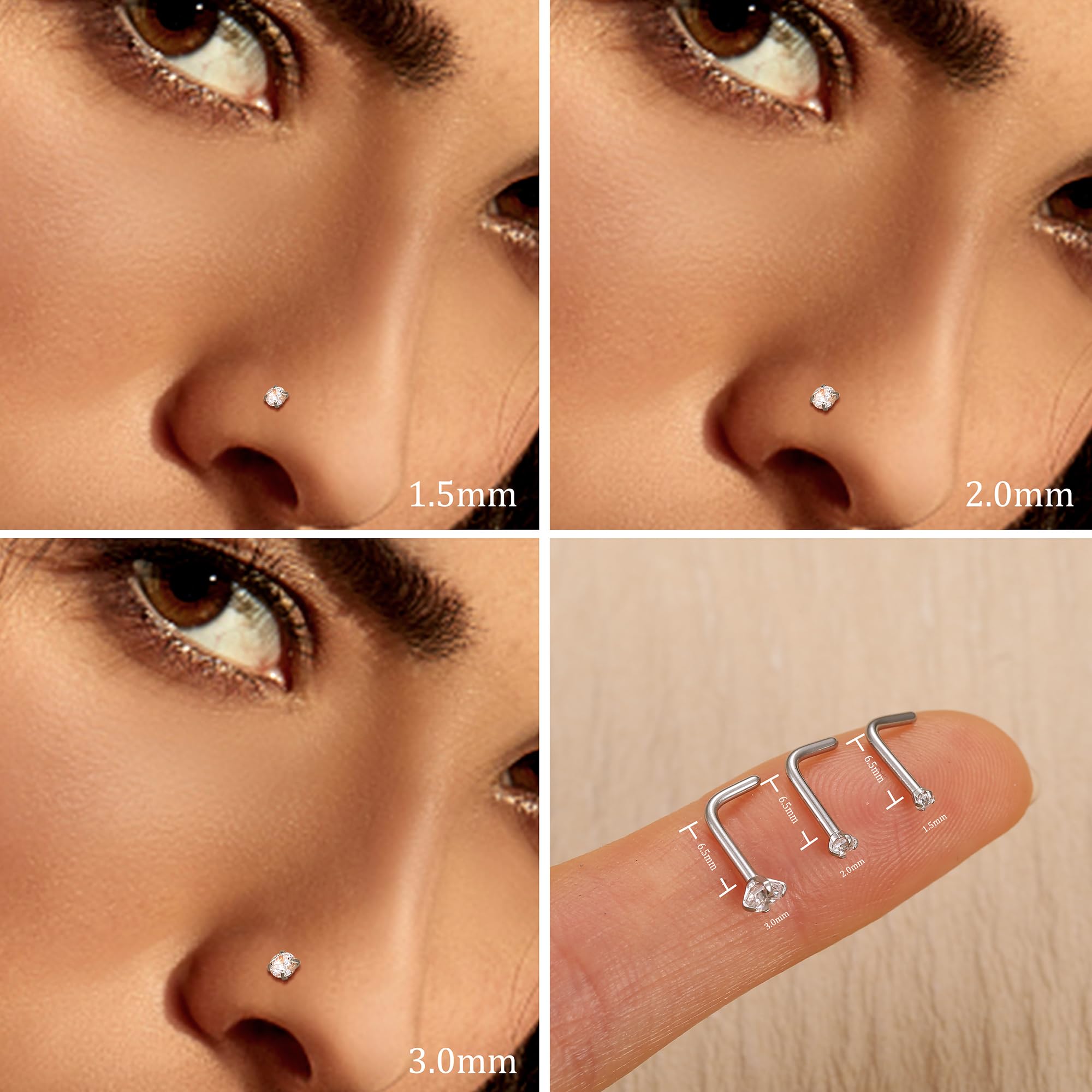 LOLIAS 12Pcs Piercing Nariz Oro Plata Piercing Nariz Acero Quirurgico 6/8/10mm Piercing Nariz Aro Piercing Septum Nostril Pendientes Nariz para Mujer Hombre 18/20G