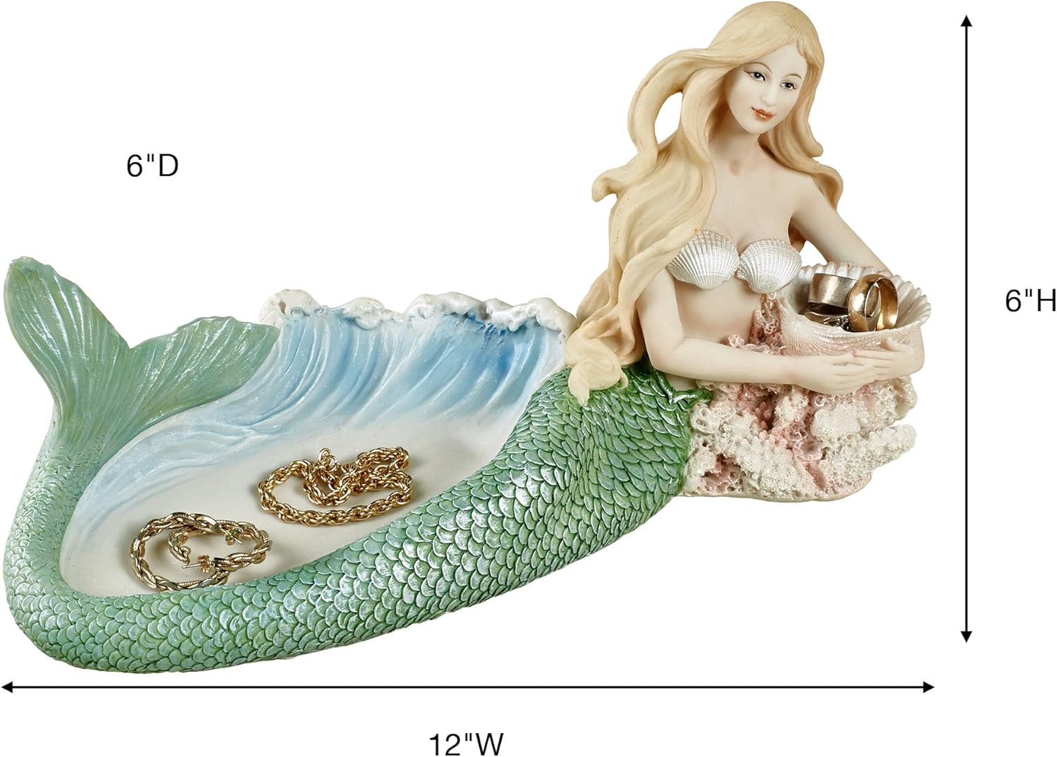 Touch of Class Aristelle Mermaid Accent - Green Tailed Keeper of Soap or Rings - Bathroom Accessory - Convenient Sink Holder - Perfect Decor for En Suite, Kitchen Counter