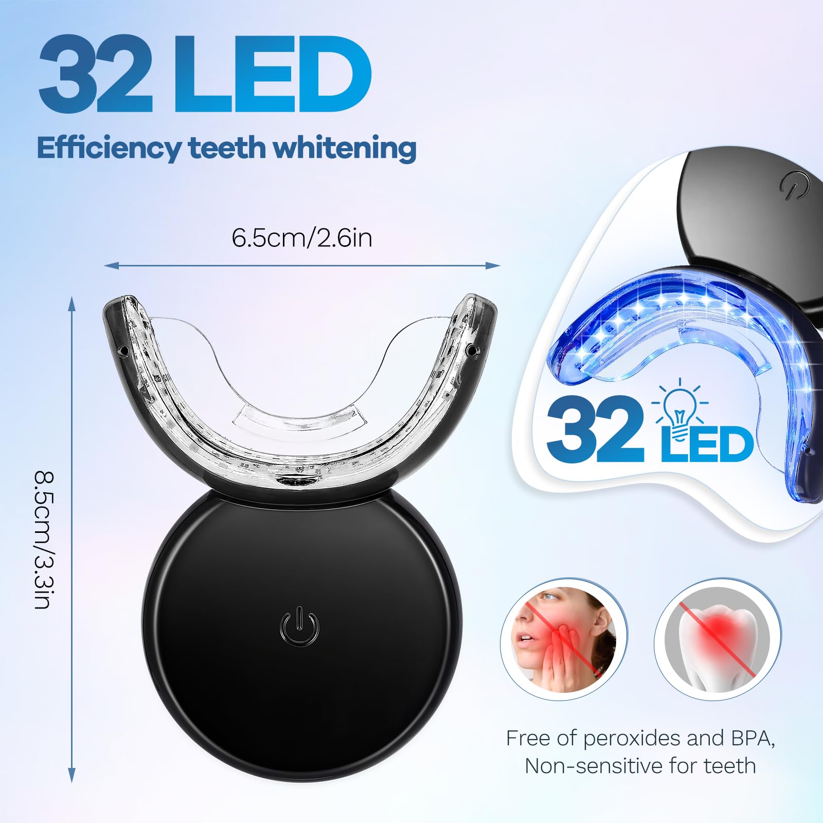 Kit Sbiancante Denti, LED Sbiancante Denti Professionale con 3pcs Gel Sbiancante per Denti, Ricarica Magnetica, Rimuovere Rapidamente Macchie Dei Denti, Kit Per La Cura Dentistica Domestica