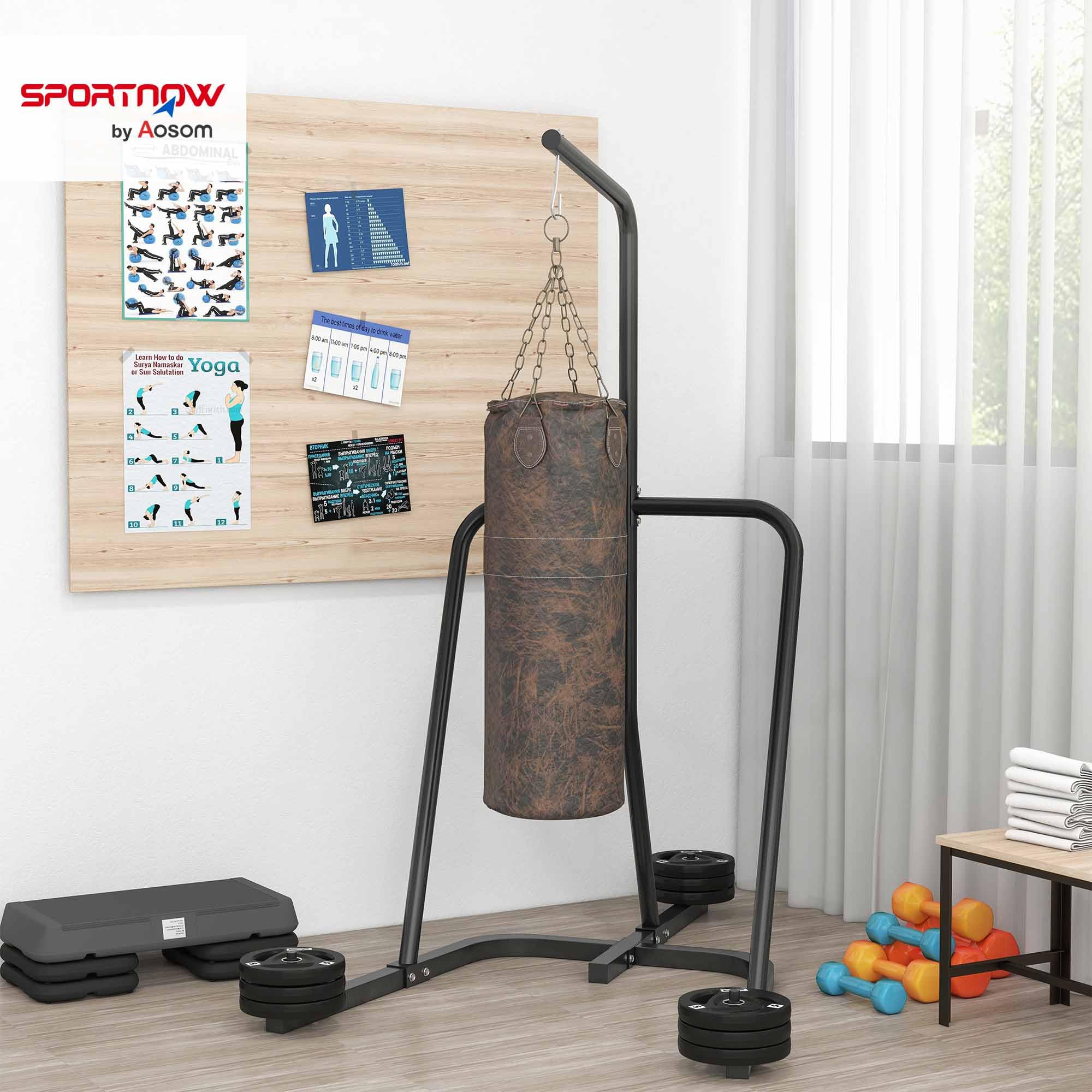 SPORTNOW Soporte de Saco de Boxeo de Pie con Marco de Acero 60 kg Negro