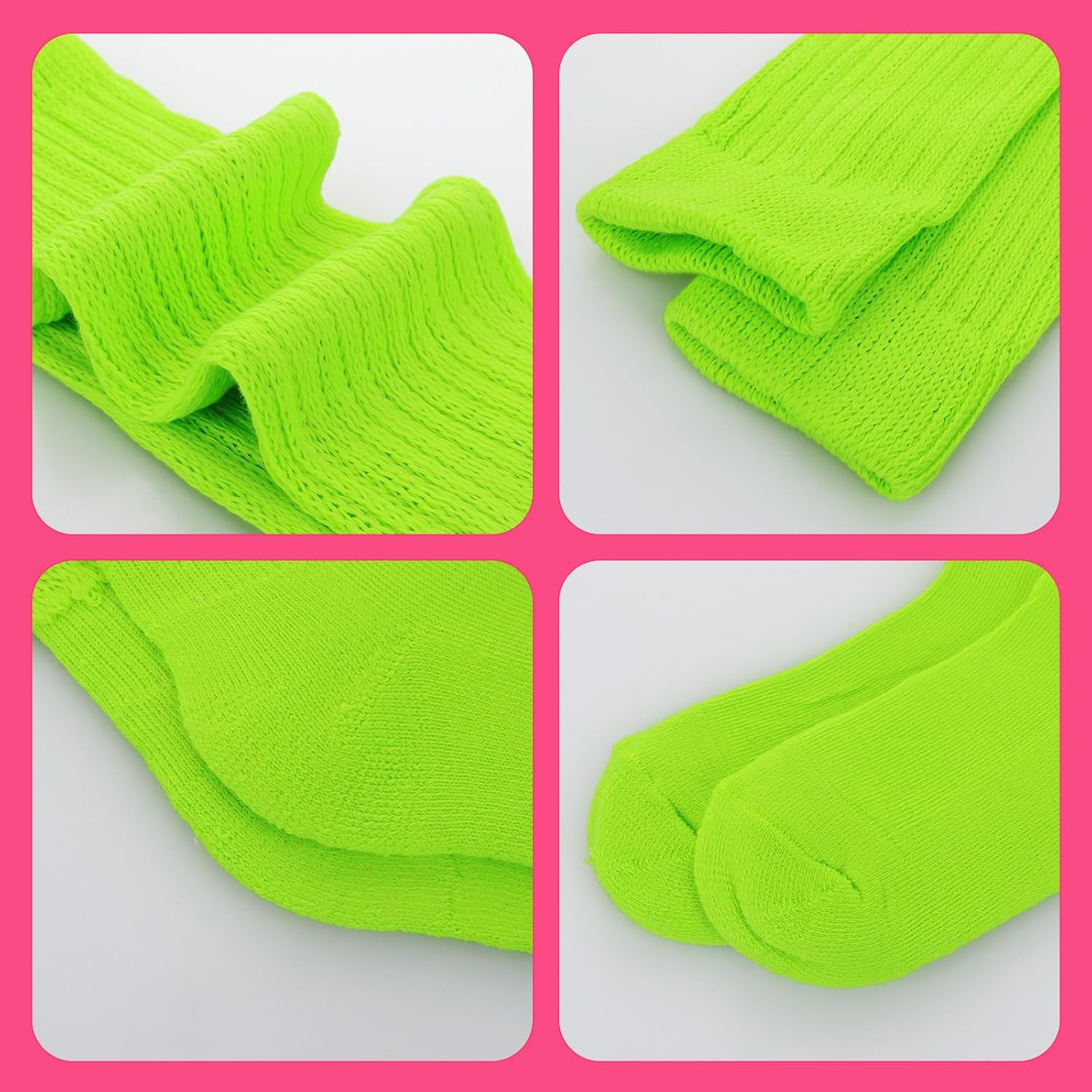 2 Pairs Neon Socks Women, 80 90s Soft Slouch Socks,Extra Long Neon Leg Warmers,90s Outfits NeonAccessories,Glow in the Dark Clothes - Image 6