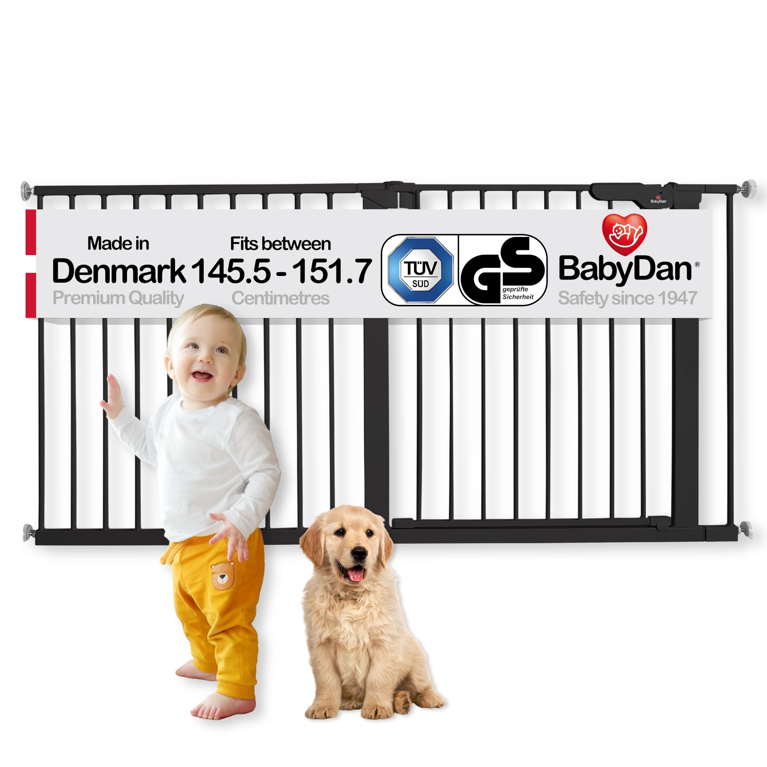 BabyDan Premier, Pressure Fit Stair Gate, 73.5-93.3 cm, Baby Gate/Safety Gate, Metal, White, Made in Denmark - (Pet Gate/Dog gate) — view 15