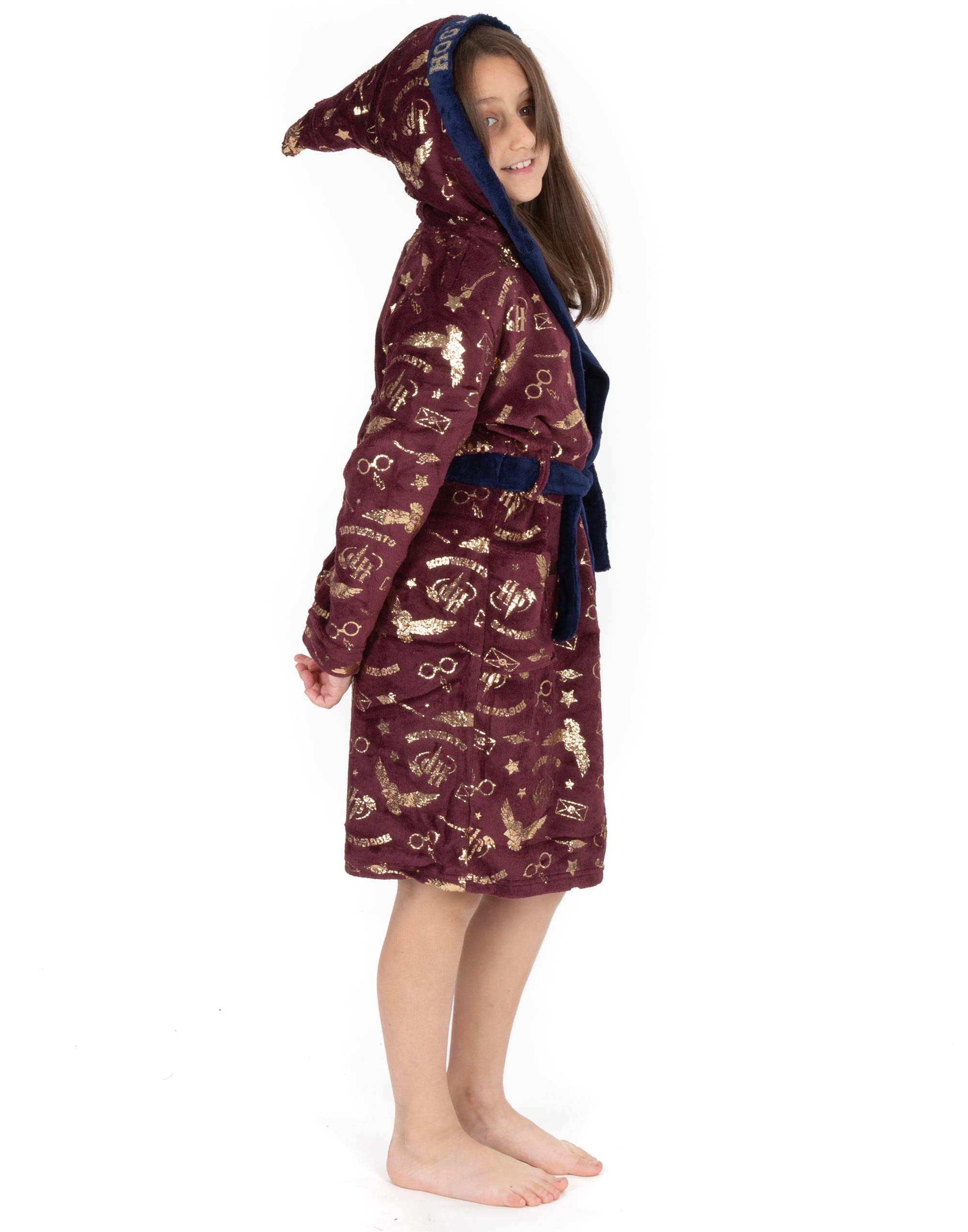 Harry Potter-Bademantel für Mädchen | Kinder Zwei Optionen Rot Hogwarts ODER Blau Hedwig Pyjama-Robe | Magischer Bademantel mit Hexenhut-Kapuze