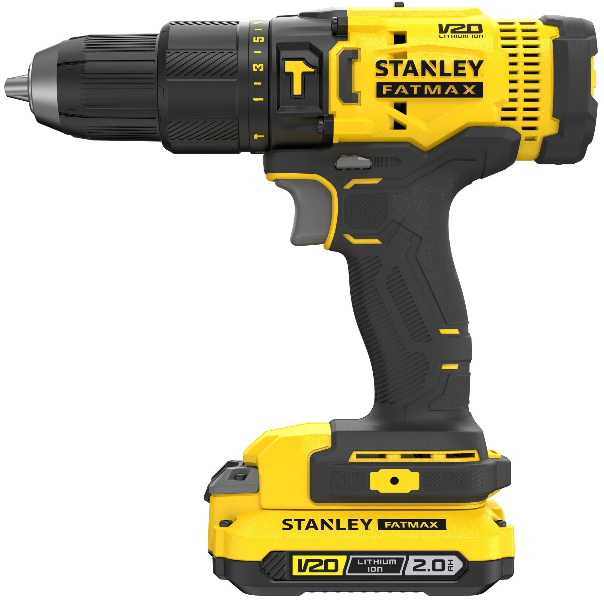 STANLEY FATMAX 18 V SFMCD711D2K-QW akumulatorowa wiertarko-wkrętarka udarowa (2-biegowa przekładnia, maks. moment obrotowy 50 Nm, światło LED, w zestawie 2 x akumulatory 18 V/2 Ah, ładowarka, walizka)