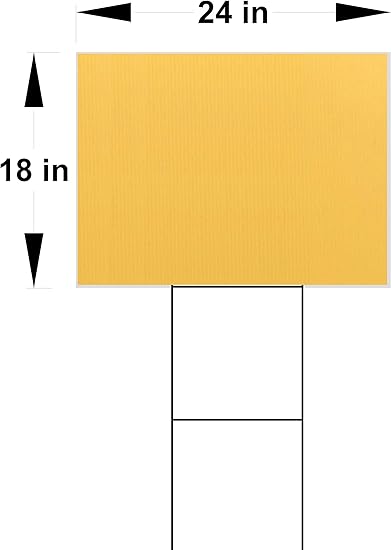 Yard Signs Pack of 10 Yellow Signs 18''x24'' x 4mm Corrugated Plastic Panel & 10 Double H 10''x30'' x 9 Gauge Galvanized Wire Stakes