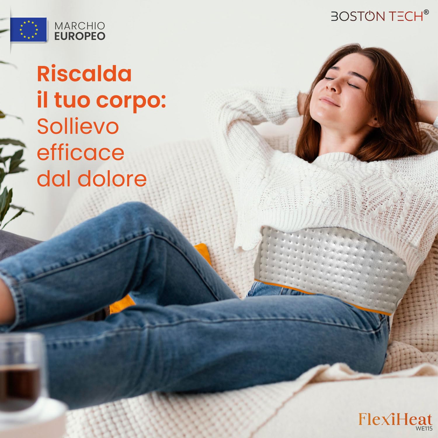 Termoforo Elettrico FlexiHeat | Microfibra Morbida 30x60cm | Riscaldamento Rapido | Sollievo dal Dolore | 3 Livelli di Temperatura + Spegnimento Automatico | Display Illuminato | Lavabile in Lavatrice