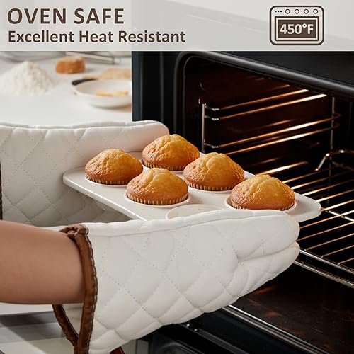 Miniatura 7 de Paquete de 2 moldes de silicona para magdalenas, antiadherentes, plegables, con marco reforzado de metal, con asas, 6 tazas regulares, bandeja de