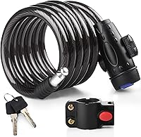 Vista 8 de Candado de bicicleta, [4 pies/3.9 ft] Diyife - Candados de cable para bicicleta con 2 llaves, resistente a la intemperie, cable de seguridad
