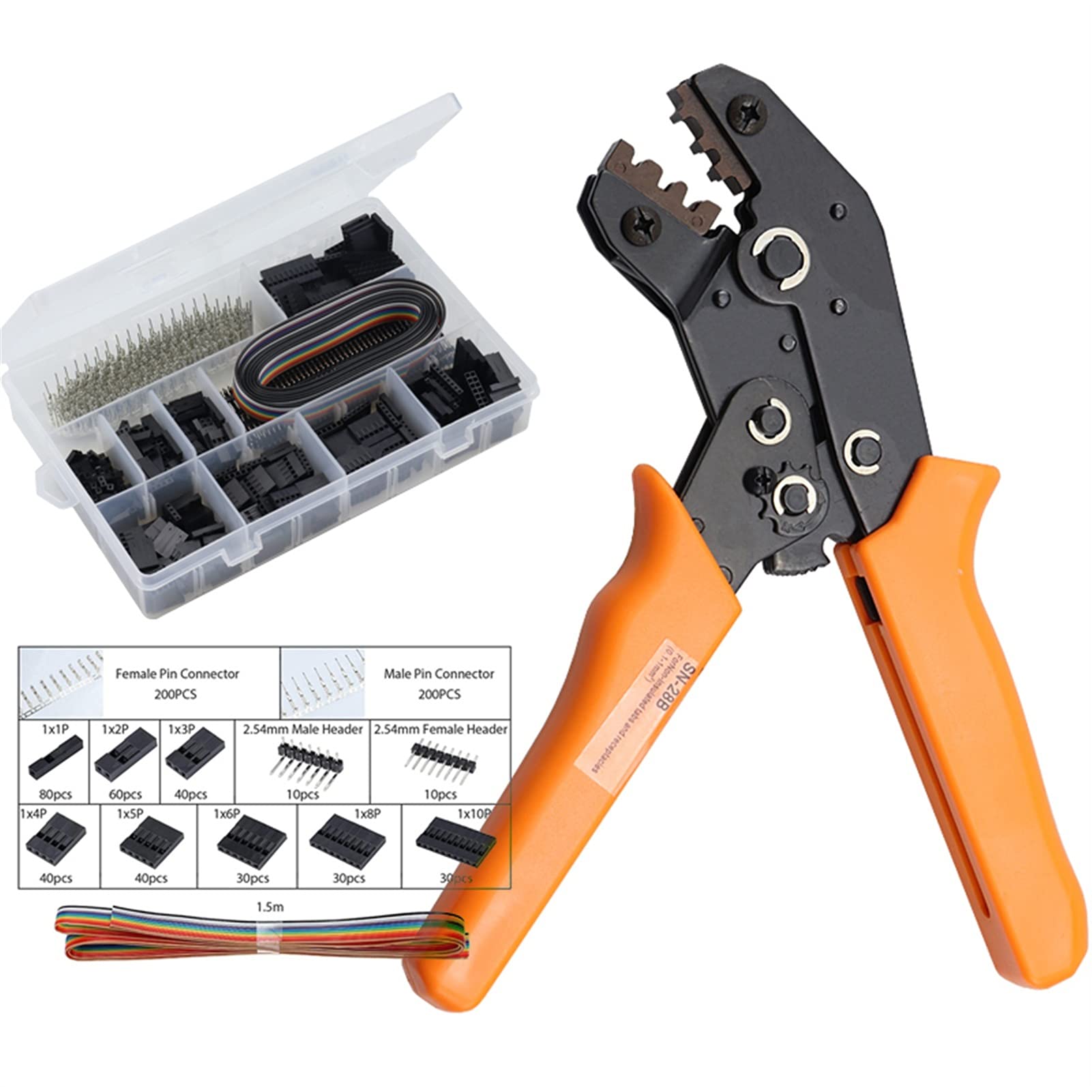 Conjunto De Alicates Engarzados SN-28B 1550 Kit De PCS For 2.54/2.8/3.0/3.96/4.8 Terminal De Resorte Terminal Terminal Herramientas Eléctricas 0.1-1.5 (MM2) para Bricolaje y reparación de cabl