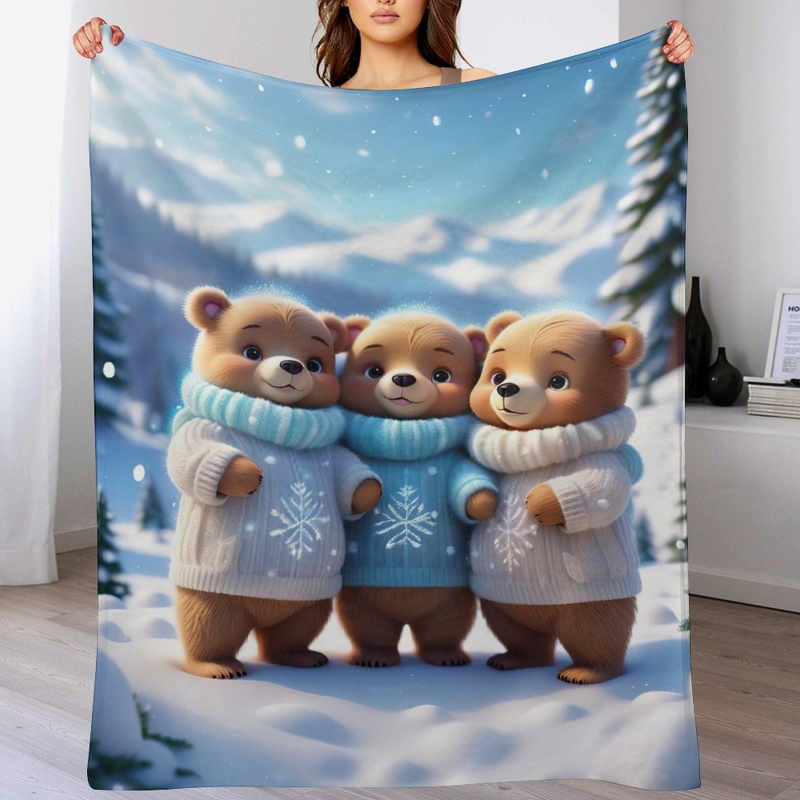 Couverture Polaire Ours Chaude Effet Velours Facile à Nettoyer