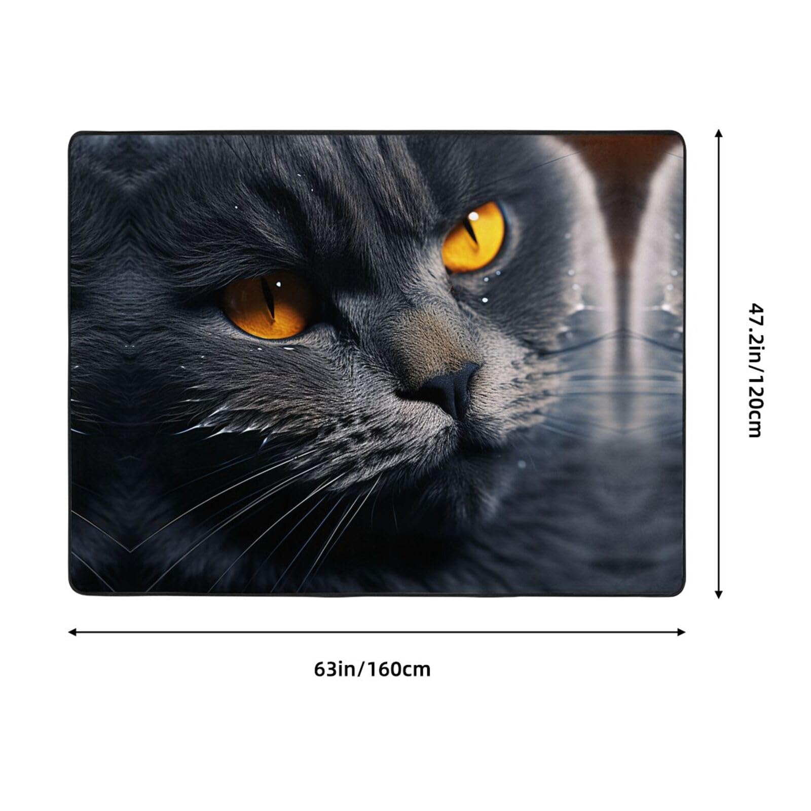 Felpudo antideslizante de franela con diseño de gatos con ojos amarillos, 63 x 48 pulgadas, para puerta delantera y trasera, para interiores y exteriores