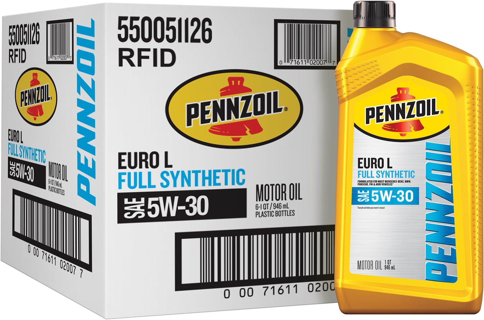 Pennzoil Platinum Euro L Full Synthetic 5W-30 Motor Oil, 1 Quart (6 Pack)