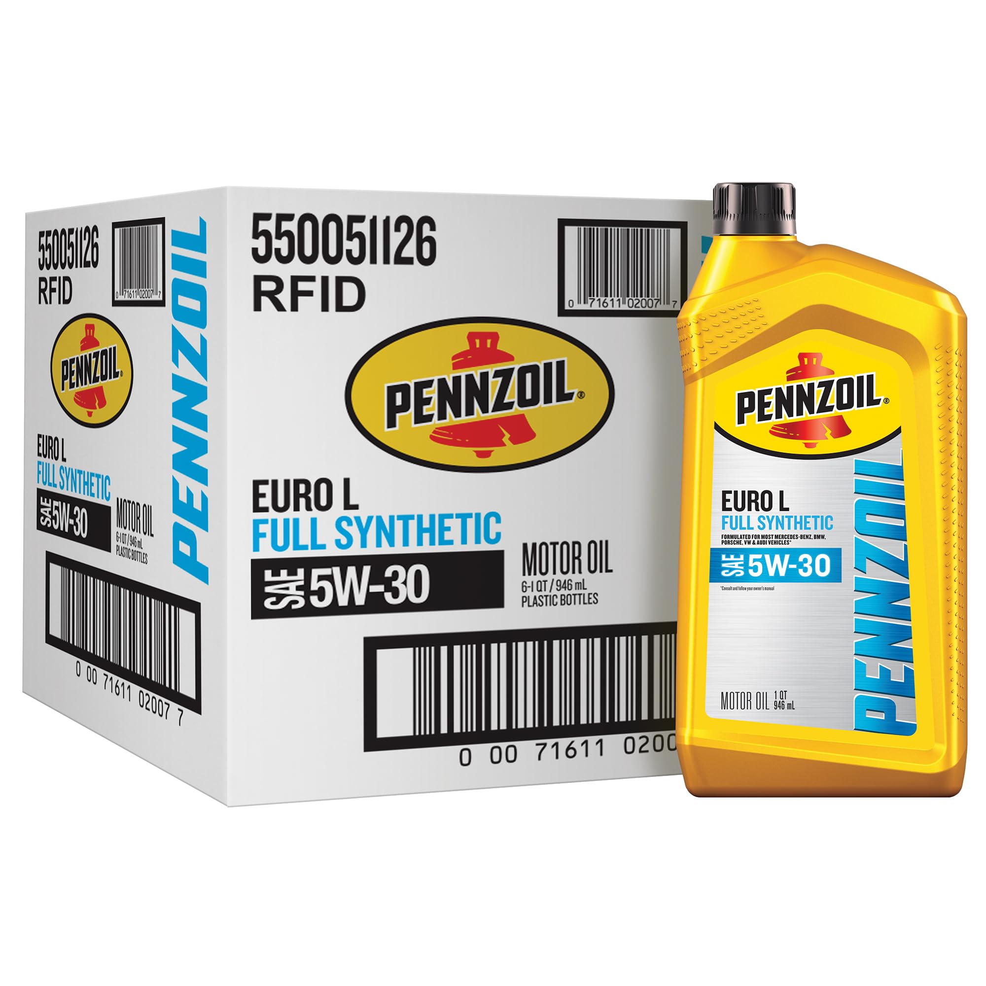 Pennzoil Platinum Euro L Full Synthetic 5W-30 Motor Oil, 1 Quart (6 Pack)