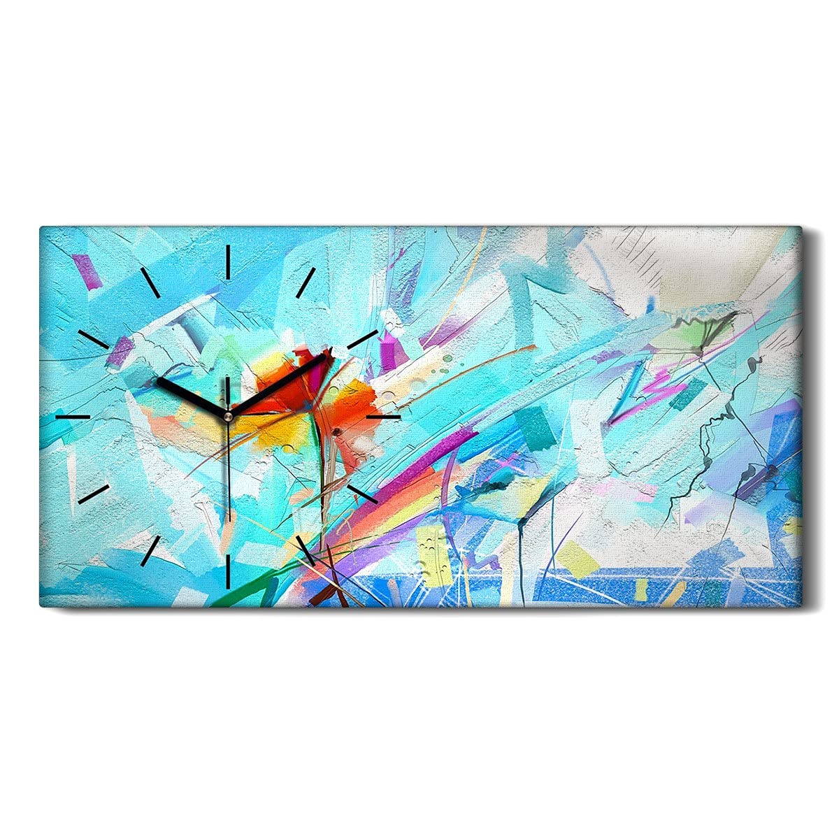 Horloge sur toile silencieuse sans tic-tac art moderne salon 60x30cm