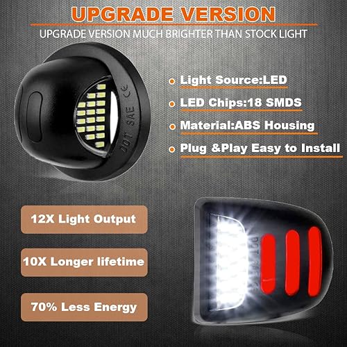 Miniatura 2 de GLEEMAX Conjunto de lámpara LED para placa de matrícula con tubo de neón OLED rojo compatible con Ford F150 F250 F350 F450 F550 Super Duty Ranger