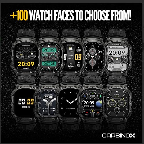 Miniatura 5 de CARBINOX Vortex - Reloj inteligente con cargador, resistente rastreador de fitness IP69K resistente al agua, compatible con teléfonos Android e iOS,