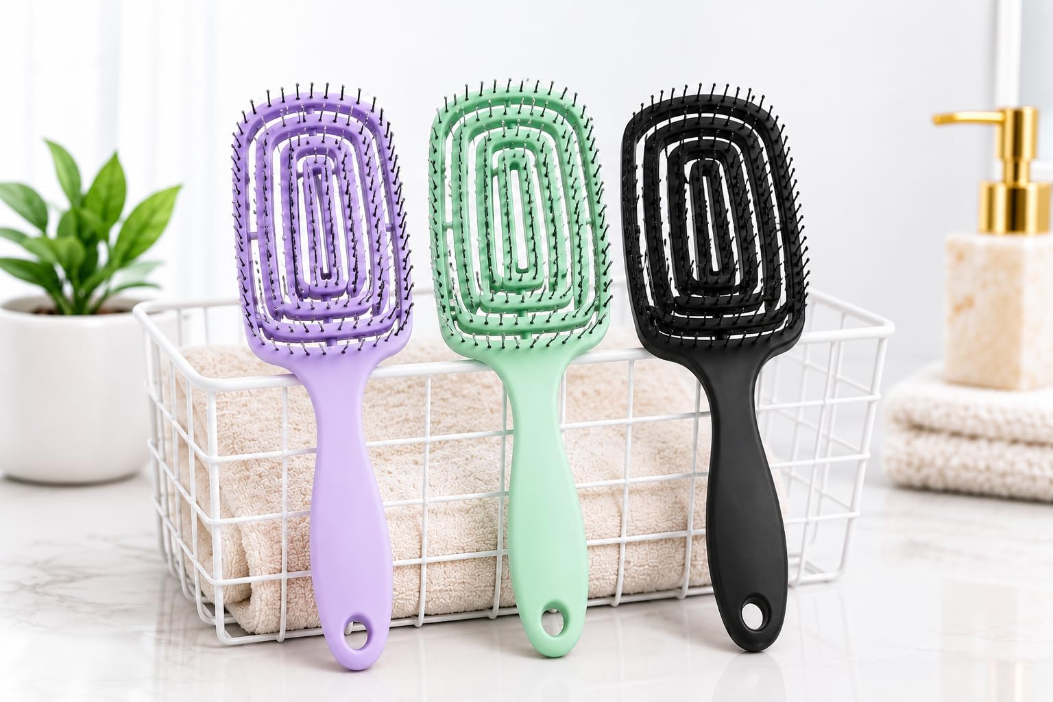 ERBIL Premium 3D Detangling Hair Brush for Women & Men- Anti Hair Fall Comb for Curly, Wavy & Straight Hair | Hair Straightening Brush, Wet & Dry Styling Brush | Scalp Massager, Frizz Control & Tangle Free Grooming Brush [ Multicolor ], 1-PCS-image-26