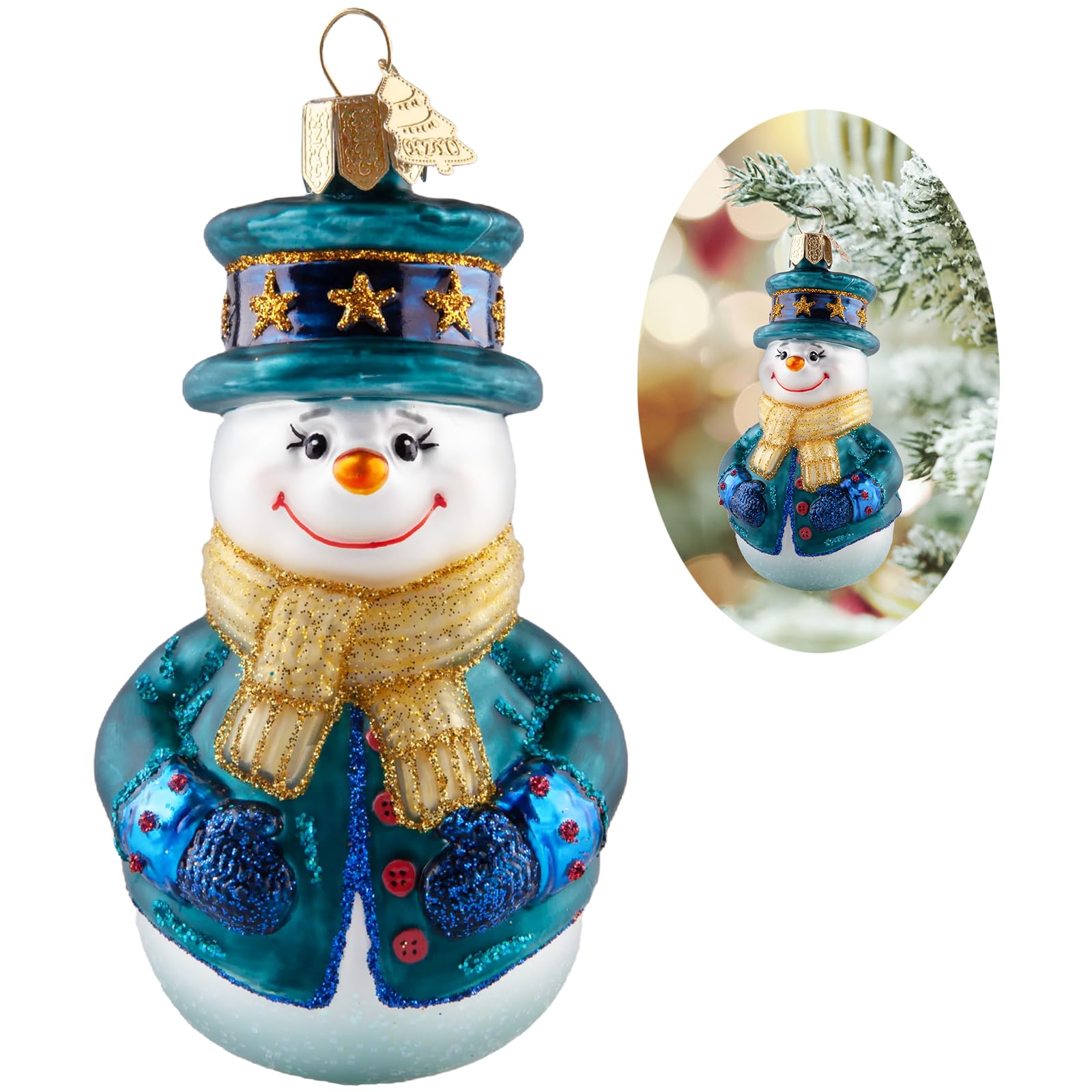 Cadeau bonhomme de neige en verre soufflé pour passionnés
